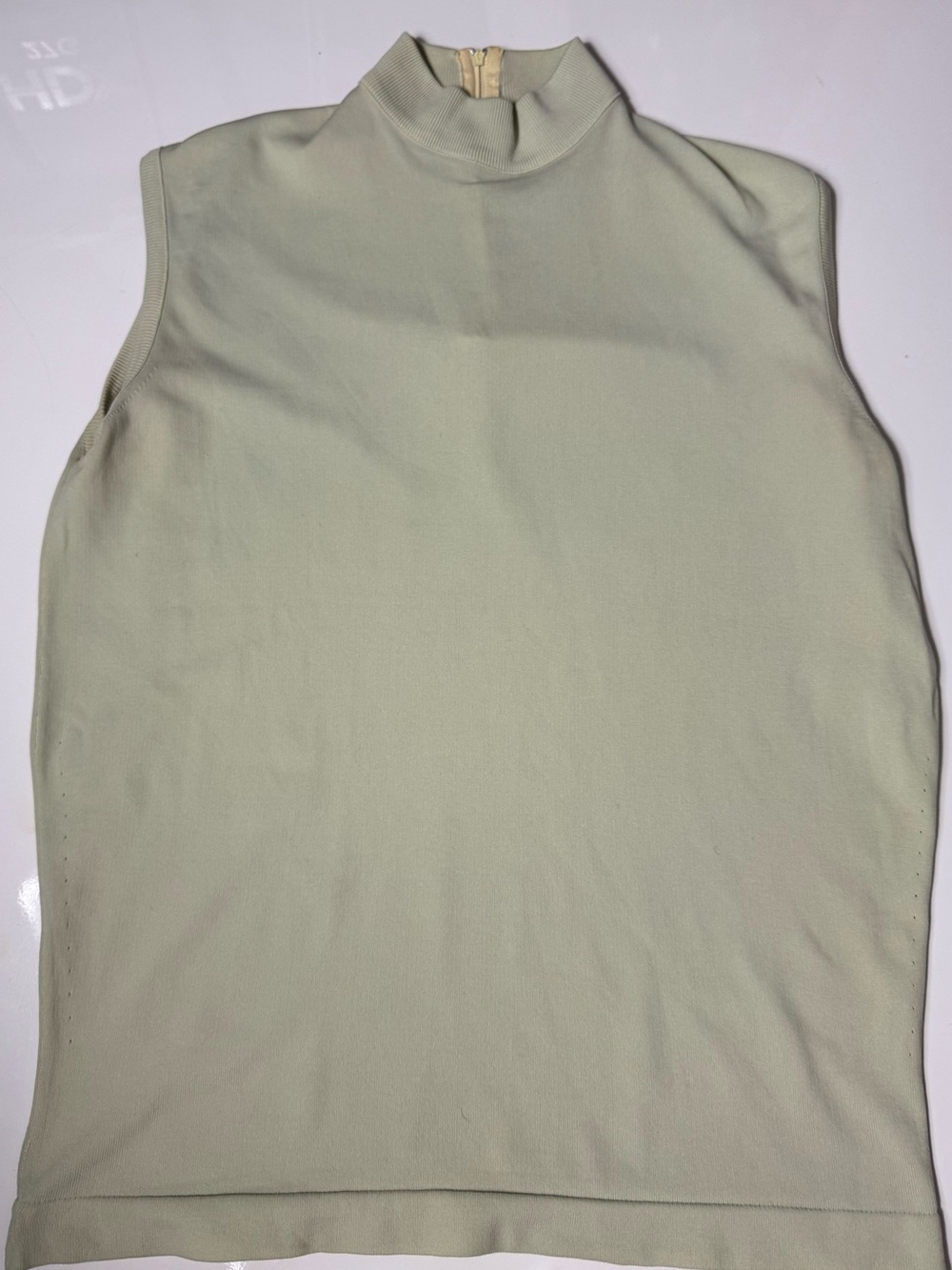 60s 70s Sleeveless Mock Neck Top - Light Sage